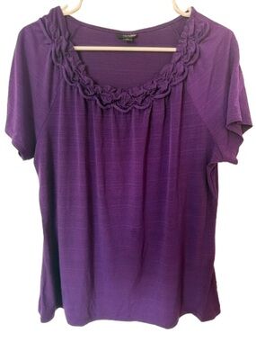 East 5th Deep Violet Rossette Neckline Short-Sleeve Tunic XL